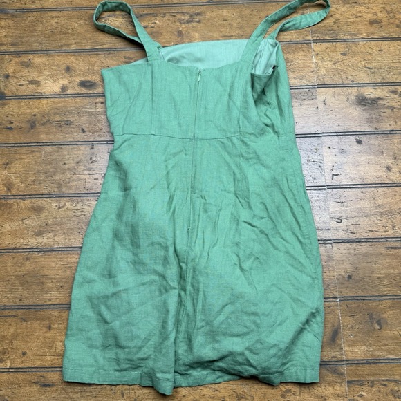 Forever 21  Green Linen Blend‎ Square Neck Mini Dress Womens Medium - Picture 5 of 5